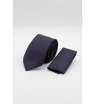 Lacivert-Turuncu Desenli 7 Cm Kravat 1090260117