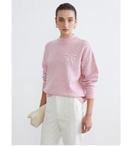 LCW Comfort Pembe Dik Yaka Boncuk İşlemeli Kadın Triko Kazak