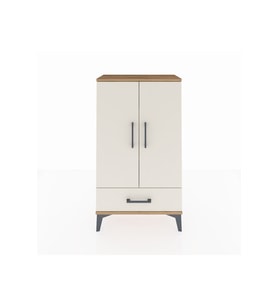 Arges Komodin 3 Raflı Tek Çekmeceli 2 Kapaklı 60x30x106 Çam-Aytaşı