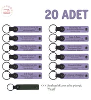 Öğrencilere Özel Dönem Sonu Hatırası, İsim Yazılabilen Anahtarlık 20' li Set, Mor Menekşe & Yeşil (Lila - Mor)