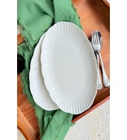 Aura Krem 2'li 30 cm Porselen Kayık Sunum ve Servis Seti