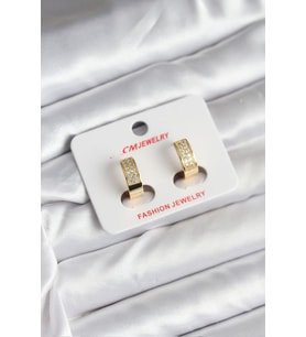 14K Gold Renk Kaplama Zirkon Taşlı Halka CM Kadın Küpe - TJ-BKP11428