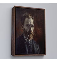 Çerçeveli Vincent van Gogh - Pipolu Portre Tablo (Kahverengi)