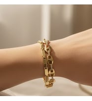 STİL İNCİSİ/XUPING JEWELRY İKİLİ BADEM DİKDÖRTGEN BİLEKLİK (Altın Rengi)