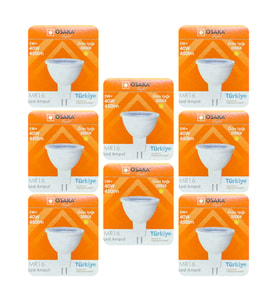 (8 Adet) Osaka 5W (40W) Sarı Işık (3000K) GU5.3 Duylu (İğne Bacak) Led Çanak Ampul