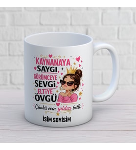 Kişiye Özel Elti Tasarımlı Evin Yıldızı Belli Yazılı İsimli Seramik Kupa