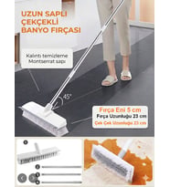 Sihirli Çekçekli Fayans Fırçası 108 cm Uzun Saplı Banyo Balkon Yer Temizleme Fırçası Çekpaslı Zemin