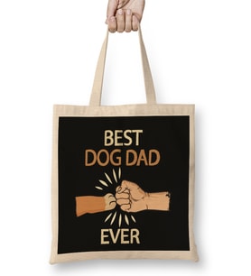 Best Dog Dad Ever Paw Fist Bump Fathers Day Gift Bez Çanta Uzun Saplı
