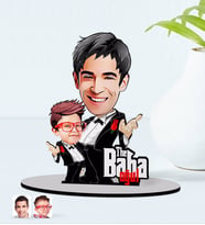 BK Gift Kişiye Özel Godfather Baba Oğul Karikatürlü Ahşap Biblo Model-1 (Beyaz)