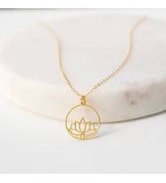 Lotus çiçeği Tasarım Özel 925 Ayar Gümüş Kolye (Altın)