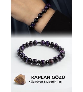 Kaplan Gözü Doğal Taş Küre Kesim Mor 8mm Bileklik