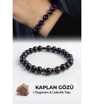 Kaplan Gözü Doğal Taş Küre Kesim Mor 8mm Bileklik