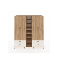 Kronos Dolap 12 Raflı 4 Çekmeceli 2 Askılı 220x59x243 Çam-Çam/Aytaşı