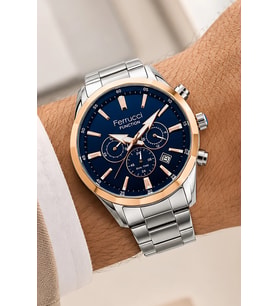 Ferrucci Function Gümüş Renk Çelik Kordon Rose Kasa Erkek Kol Saati 3 Atm Suya Dayanıklı ZMFER041