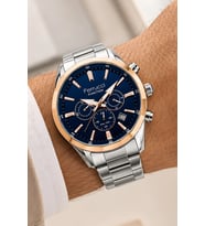 Ferrucci Function Gümüş Renk Çelik Kordon Rose Kasa Erkek Kol Saati 3 Atm Suya Dayanıklı ZMFER041
