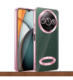 Xiaomi Redmi A3 4G 2024 Kılıf Kamera Korumalı Logo Gösteren Şeffaf Kapak (Rose)