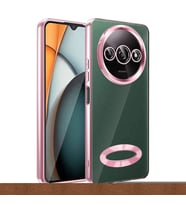 Xiaomi Redmi A3 4G 2024 Kılıf Kamera Korumalı Logo Gösteren Şeffaf Kapak (Rose)