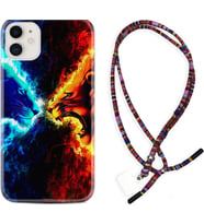 Apple iPhone 11 12 13 Mini Kılıf Boyun Asklı Rasta Silikon Red Blue Leon 1714