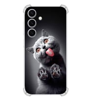 PrintiFy Samsung Galaxy S24 Uyumlu Kedi 2 Baskılı Şeffaf Köşe Korumalı Antişok Kılıf