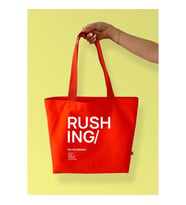 Che E Bello Çok Satan RUSH ING Baskılı Körüklü Turuncu Tote Bag