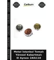 Özel Üretim Hediyelik Hatıra Aksesuar Metal İstanbul Temalı Yöresel Kabartmalı El Aynası 2Alk110