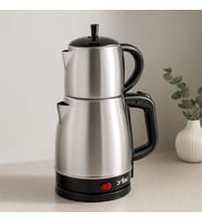 2in1 Çaycı & Kettle Elektrikli Çay Makinesi 1.7L + 0.7L Çelik