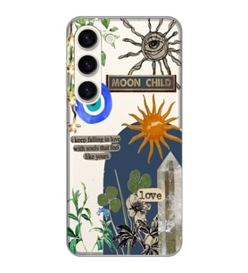Samsung Galaxy S23 Uyumlu Moon Child Desenli Şeffaf Telefon Kılıfı