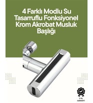 Krom Musluk Başlığı 4'ü 1 Arada Su Çıkışı Kolay Montajlı