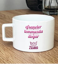 Kişiye Özel Yengeç Aslan Burcu Hediye Lüks Fincan Doğum Günü Hediyesi (Beyaz)