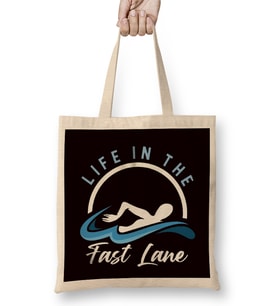 Swimmer Life In Fast Lane Swimming Athlete Water Sports Bez Çanta Uzun Saplı