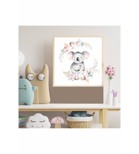 Sevimli Koala Çocuk Odası Ahşap Çerçeve Tablo 2