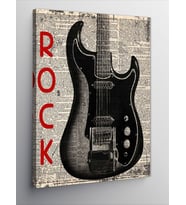 Kanvas Tablo Gazete Fon Elektro Gitar