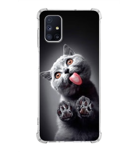PrintiFy Samsung Galaxy M51 Uyumlu Kedi 2 Baskılı Şeffaf Köşe Korumalı Antişok Kılıf