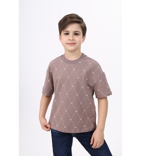 Toontoy Unisex Çocuk Baskılı Tişört (Acı Kahve)
