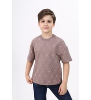 Toontoy Unisex Çocuk Baskılı Tişört (Acı Kahve)
