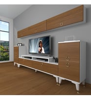 Decoraktiv Ekoflex 9 Mdf Gold Tv Ünitesi Tv Sehpası - Beyaz Ceviz (Beyaz - Ceviz)