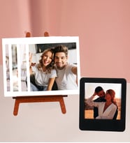 Kişiye Özel 4 Polokart Fotoğraflı Şövale Ve Siyah Ahşap Mdf Çerçeve