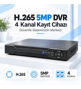 H.265 5MP 4 Kanal DVR Güvenlik Kamerası Kayıt Cihazı
