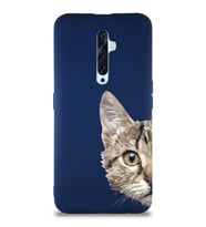 Oppo Reno 2Z Soft Premier Kapak Catface Tasarımlı Silikon Kılıf - Lacivert (Şeffaf)