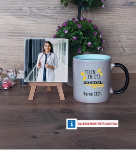 Doktor Fotoğraflı Dekoratif Taş, Kupa Bardak Beyaz Hediye (Model 9)