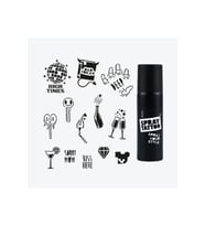 Ibıza City Pack Spray Tattoo Geçici Dövme Seti 13 Desen 1 Siyah Sprey