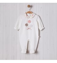 ÖRME ÇİÇEK AKSESUARLI KIZ BEBE TULUM (Ekru)
