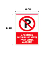 6 Adet Apartman Sakinlerine Aittir Park Etmek Yasaktır Kişiselleştirilebilir Sticker, 16x24, 20x30 (A4), 30x42 (A3) Cm Boyut Seçeneklerinde Folyo Baskı Sticker