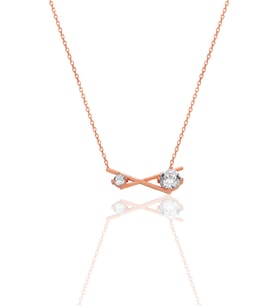 Gümüş rose zirkon taşlı modern çapraz kolye SGTL12794ROSE