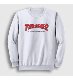 Presmono Unisex Beyaz Logo V3 Thrasher Sweatshirt 278763tt (Beyaz)
