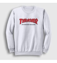 Presmono Unisex Beyaz Logo V3 Thrasher Sweatshirt 278763tt (Beyaz)