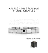 Çelik İtalyan Charmlı Bileklik Kişiye Özel Harfli Kalpli Charm Bileklik 316L Çelik Antialerjik