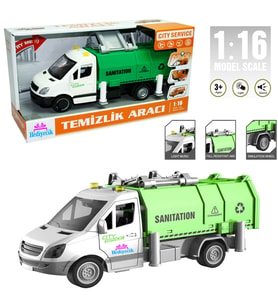 Oyuncak 1:16 Sesli ve Işıklı Yeşil Sprinter Geri Dönüşüm Kamyonu