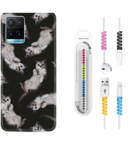 Vivo Y11S Y21S Y20 Y20S Y70 Kılıf Kablo Koruma Spiral Silikon Sevimli Kedicikler 1785