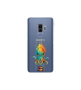 Samsung Galaxy S9 Plus ile uyumlu Splash ahtapot tasarımlı şeffaf silikon kılıf